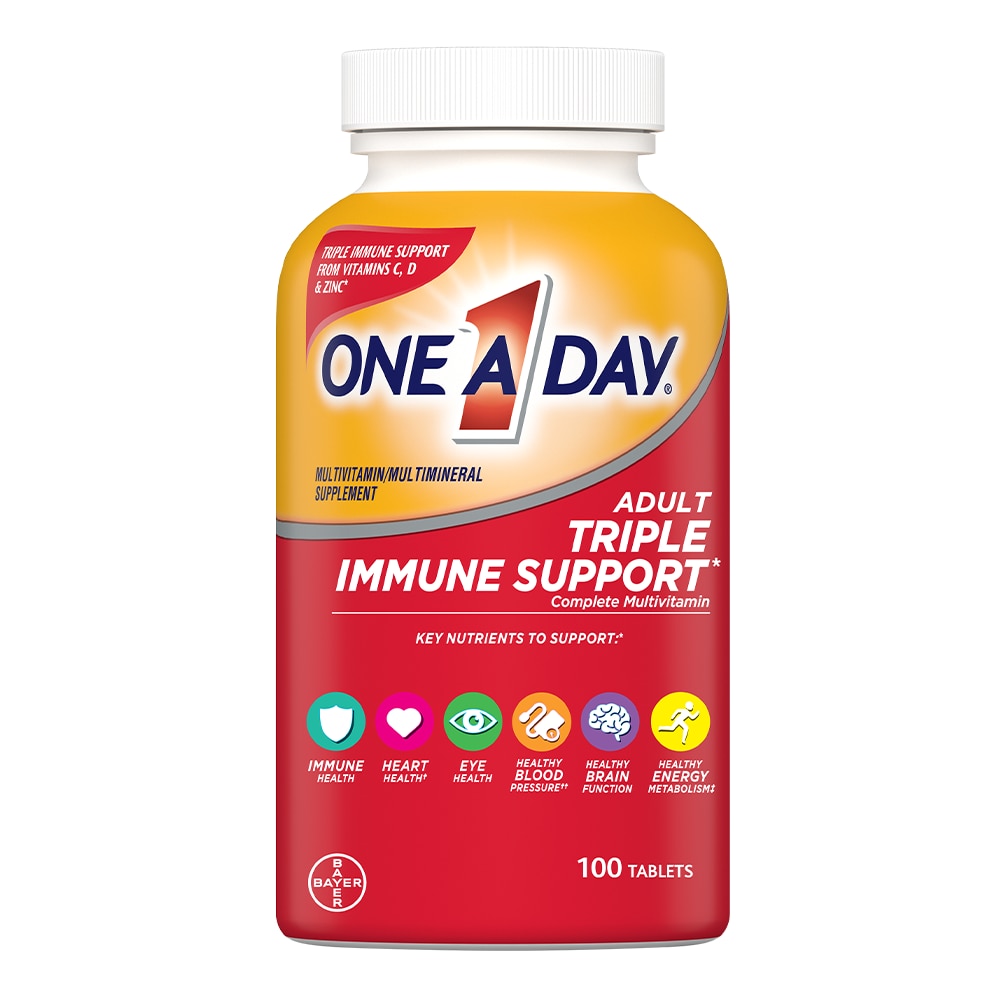 Bottle of One A Day® Adult Triple Immune Support* Complete Multivitamin