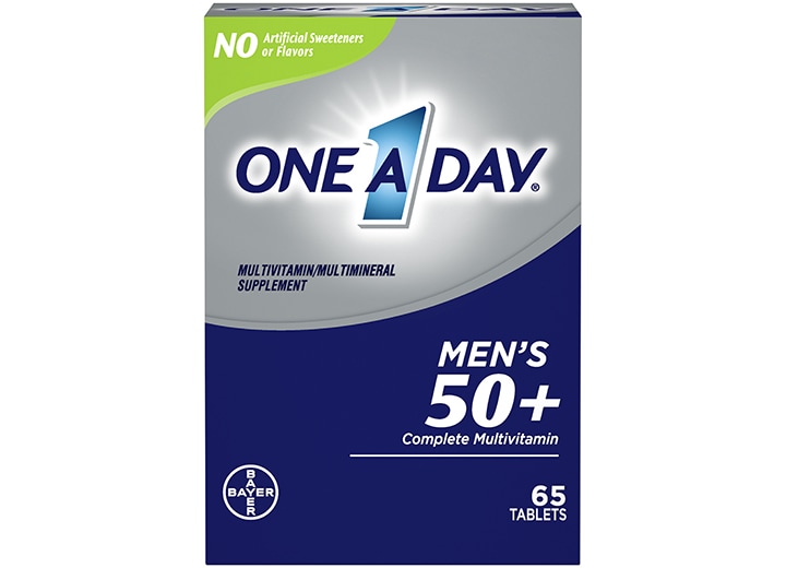 gray and blue box of men's one a day® 50 plus multivitamin