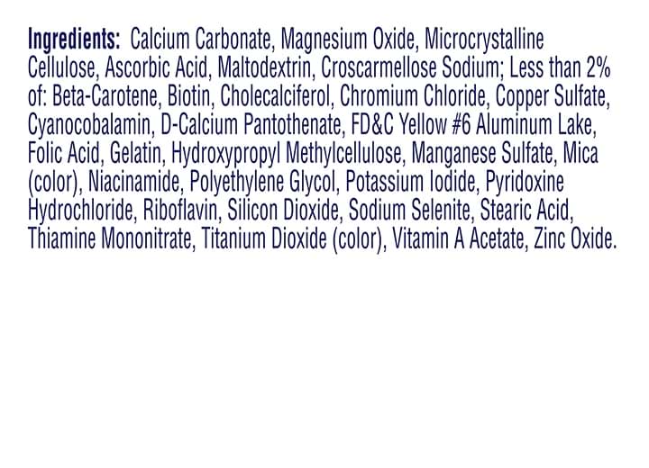 proactive one a day® 65 plus multivitamin detailed ingredients