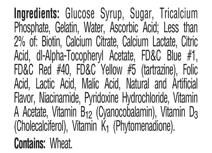 Vita-craves Teen Boys Product Ingredients