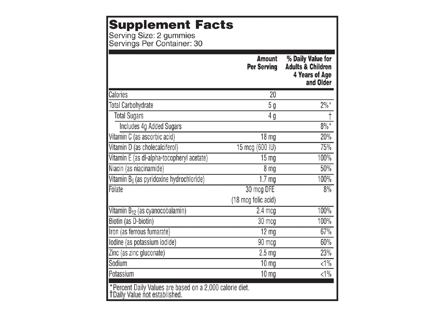 One A Day® Kids Multi With Iron Gummies supplement facts